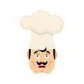 Chef happy emoji. Cook merry emotions avatar. kitchener Vector illustration