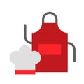 Chef hat and apron vector, Barbecue related flat style icon