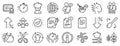 Chef hat, Customer survey, Fast delivery line icons. Approved application, Scissors cutting ribbon. Vector