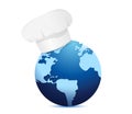 Chef hat and globe. International cuisine concept