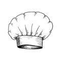 Chef hat. Hand-drawn sketch isolated on white. Vector illustration