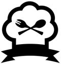 Chef hat icon with spoon and fork Royalty Free Stock Photo