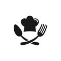 Chef hat icon with spoon and fork vector illustration. Restaurant symbol Royalty Free Stock Photo