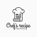 Chef hat logo with chef recipe on white background Royalty Free Stock Photo
