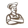 Chef with hat logo. Restaurant, cooking, cuisine symbol