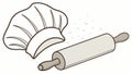 Chef hat and rolling pin illustration, vector design Generative AI Royalty Free Stock Photo