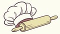 Chef hat and rolling pin, symbolizing baking and culinary arts. vector design Generative AI Royalty Free Stock Photo