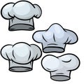 Chef hat. Set of Cook white Clothes. Element of the restaurant and cafe logo. Cartoon drawn illustration