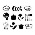 Chef hat, set of kitchen items. Vector isolated on background EPS 10. Royalty Free Stock Photo