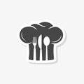 Chef hat silhouette with fork, knife, spoon sticker Royalty Free Stock Photo