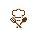 Chef Hat with Spoon and Fork Logo Design Template Vector, Icon Symbol, Creative Design Concepts Royalty Free Stock Photo