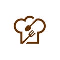 Chef Hat with Spoon and Fork Logo Design Template Vector, Icon Symbol, Creative Design Concepts Royalty Free Stock Photo