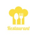 Chef hat with spoon and fork. Restaurant logo design Royalty Free Stock Photo