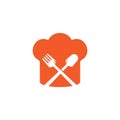 Chef hat spoon fork simple geometric symbol decor vector Royalty Free Stock Photo