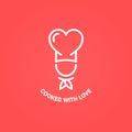 Chef with heart logo. Cooked with love concept
