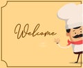 Cartoon Chef - Welcome Flat Vector Illustration Design