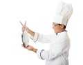 chef holding big fish isolated on white Royalty Free Stock Photo