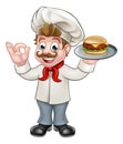 Chef Holding Burger Cartoon Character