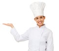 Chef Holding Out Invisible Product