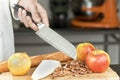 Chef Holds Knife, Side