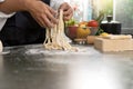 chef home made do pasta soba noodle Royalty Free Stock Photo