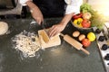 chef home made do pasta soba noodle Royalty Free Stock Photo