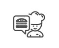 Chef icon. Chief-cooker with burger sign. Vector