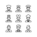 Chef Icons - Diverse Culinary Professionals in Various Styles Royalty Free Stock Photo