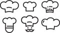 Chef icons set, chef`s hat symbols. Vector logo collection simple lineart outline icons isolated.