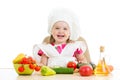 Chef kid preparing healthy food Royalty Free Stock Photo