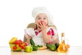 Chef kid preparing healthy food Royalty Free Stock Photo