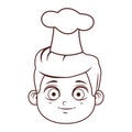Chef kid smiling face brown lines Royalty Free Stock Photo