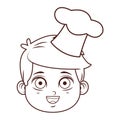 Chef kid smiling face brown lines Royalty Free Stock Photo