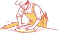 Chef Kneading Dough Bread Making Culinary Vector Art, vector design Generative AI Royalty Free Stock Photo