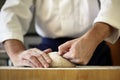 Chef kneading yeast dough Royalty Free Stock Photo