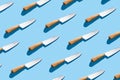 Chef knife isolated on blue background seamless pattern Royalty Free Stock Photo