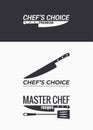 Chef knife logo set on black and white background