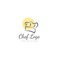 Chef line logo design illustration icon