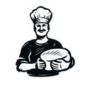 Chef or local farmer food. Cooking vintage emblem vector illustration