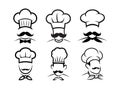 Creative Chef Head Moustache hat collection logo Royalty Free Stock Photo