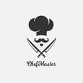 Chef logo with chef hat and knifes on background Royalty Free Stock Photo