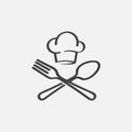 Chef hat, fork and spoon vector Royalty Free Stock Photo