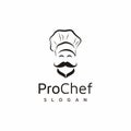 Chef logo, Mustache with Chef Hat logo design vector Royalty Free Stock Photo