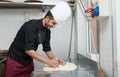 Chef making Cheese Focaccia from Recco Italy Royalty Free Stock Photo