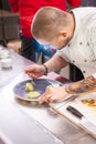 Chef making fine dining with avocado