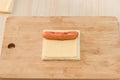 Chef making hot dog cheese toast Royalty Free Stock Photo