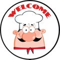 Chef Man Face Cartoon Circle Label