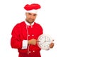 Chef man indicate to clock