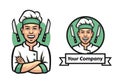 Chef Mascot Logo Template. A young man with a profession as a chef