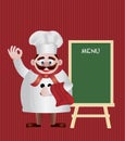 Chef with Menu Sign Illustration Royalty Free Stock Photo